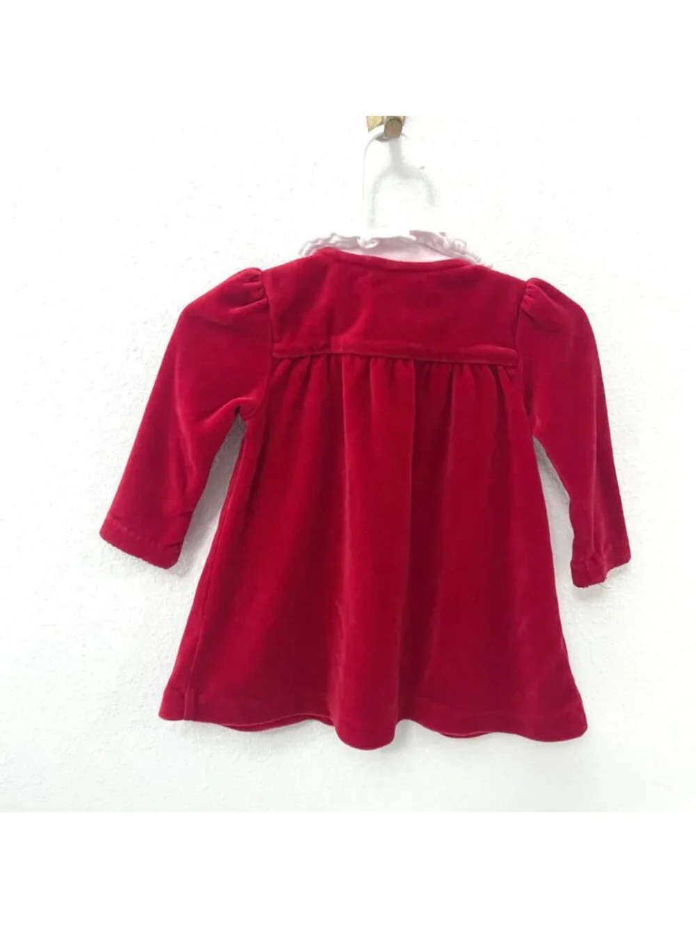 Ralph Lauren Ruffle Collar Long Sleeve Red Velvet Dress Size 6M Holiday